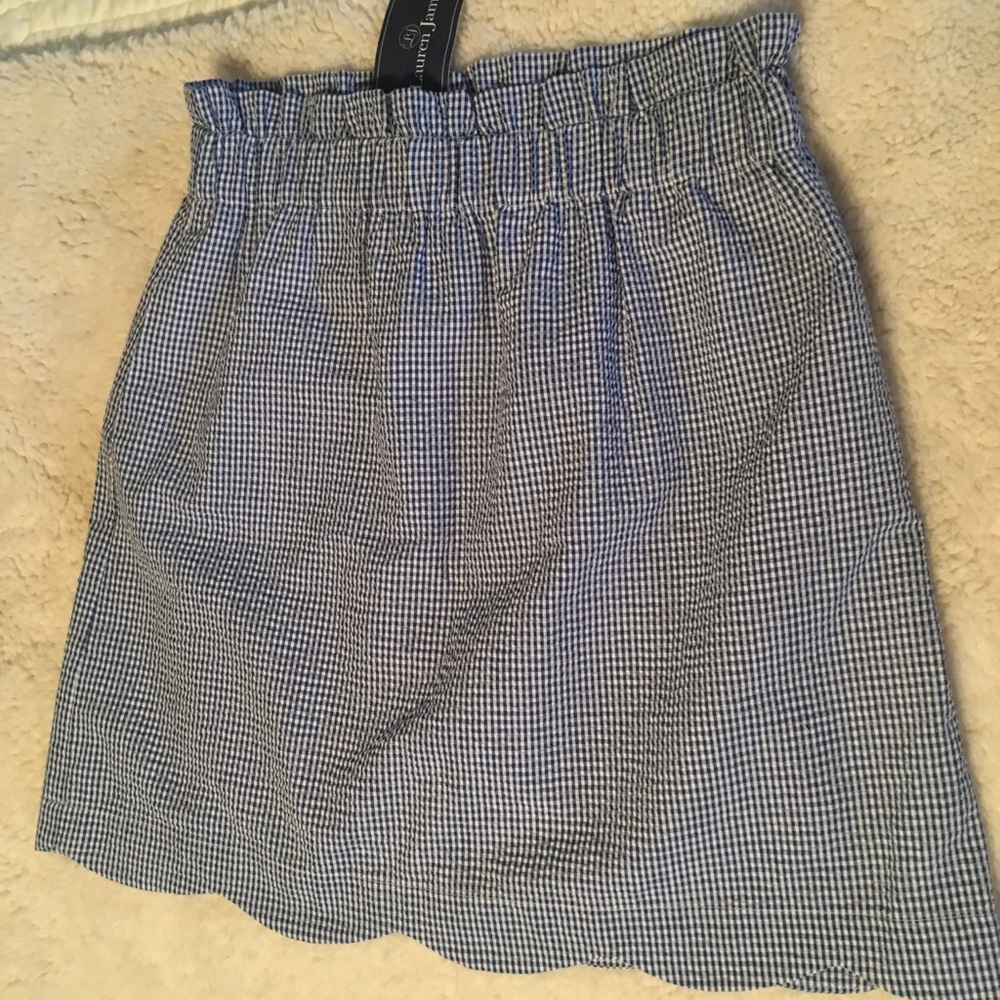 NWT Lauren James scalloped seersucker skirt
